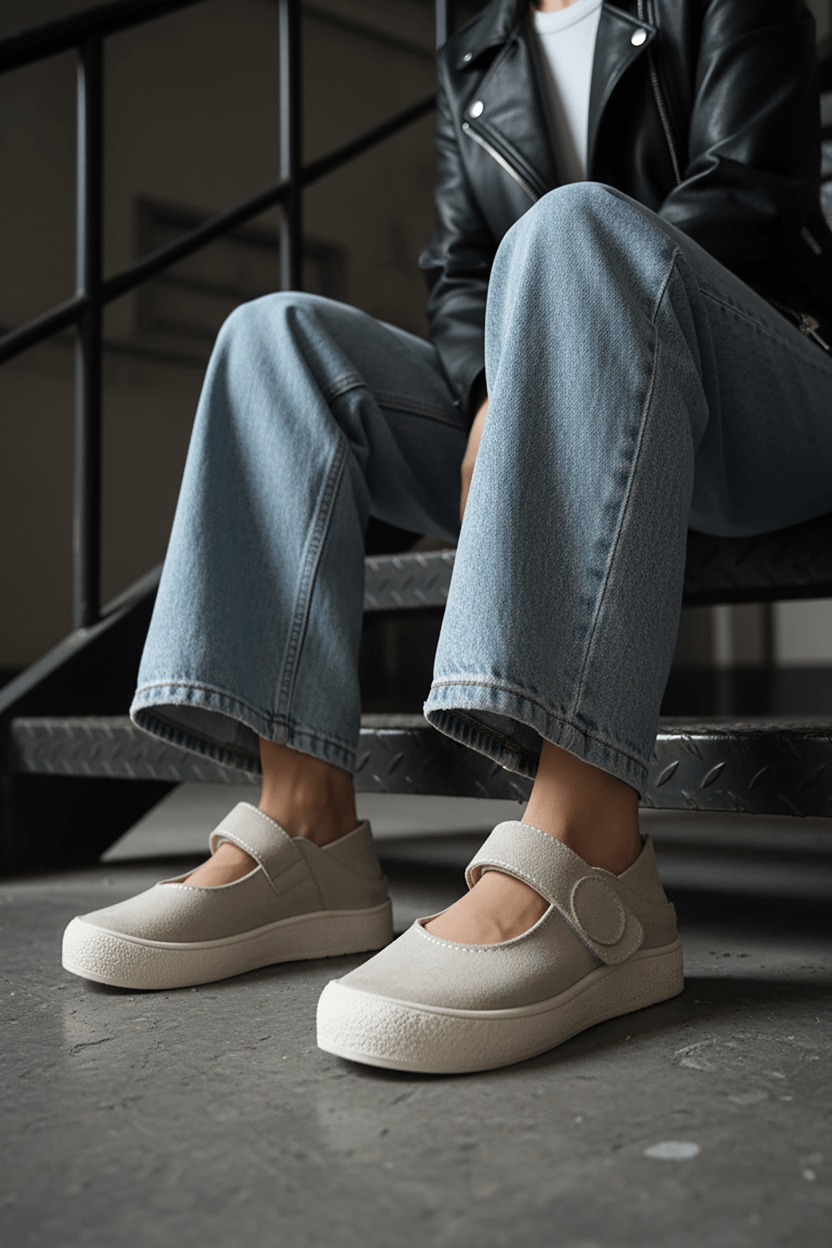 Varius Gri Süet ( 3 cm Topuklu ) Yuvarlak Burunlu  Detaylı Loafer Ayakkabı