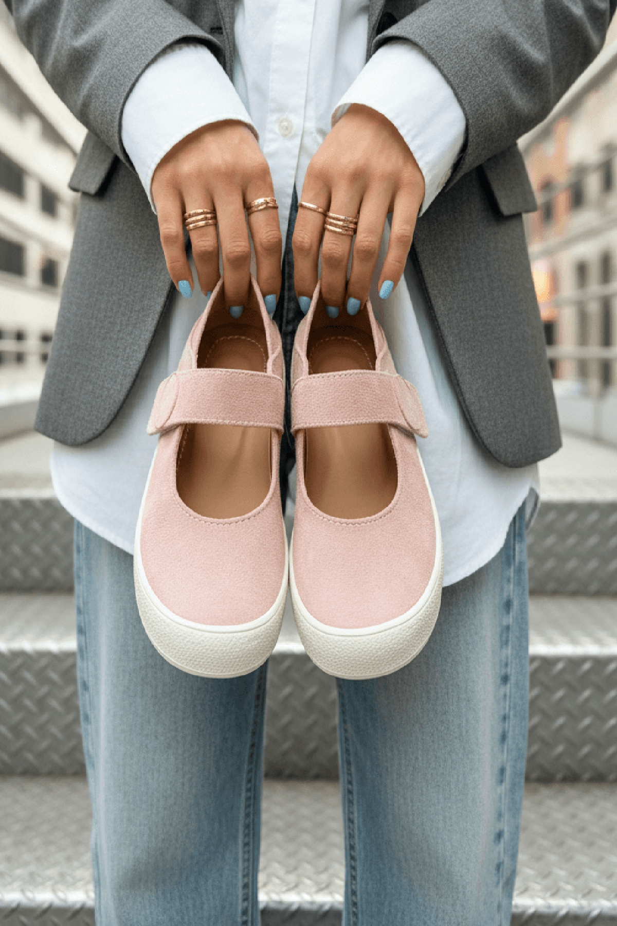 Varius Pudra Süet ( 3 cm Topuklu ) Yuvarlak Burunlu  Detaylı Loafer Ayakkabı