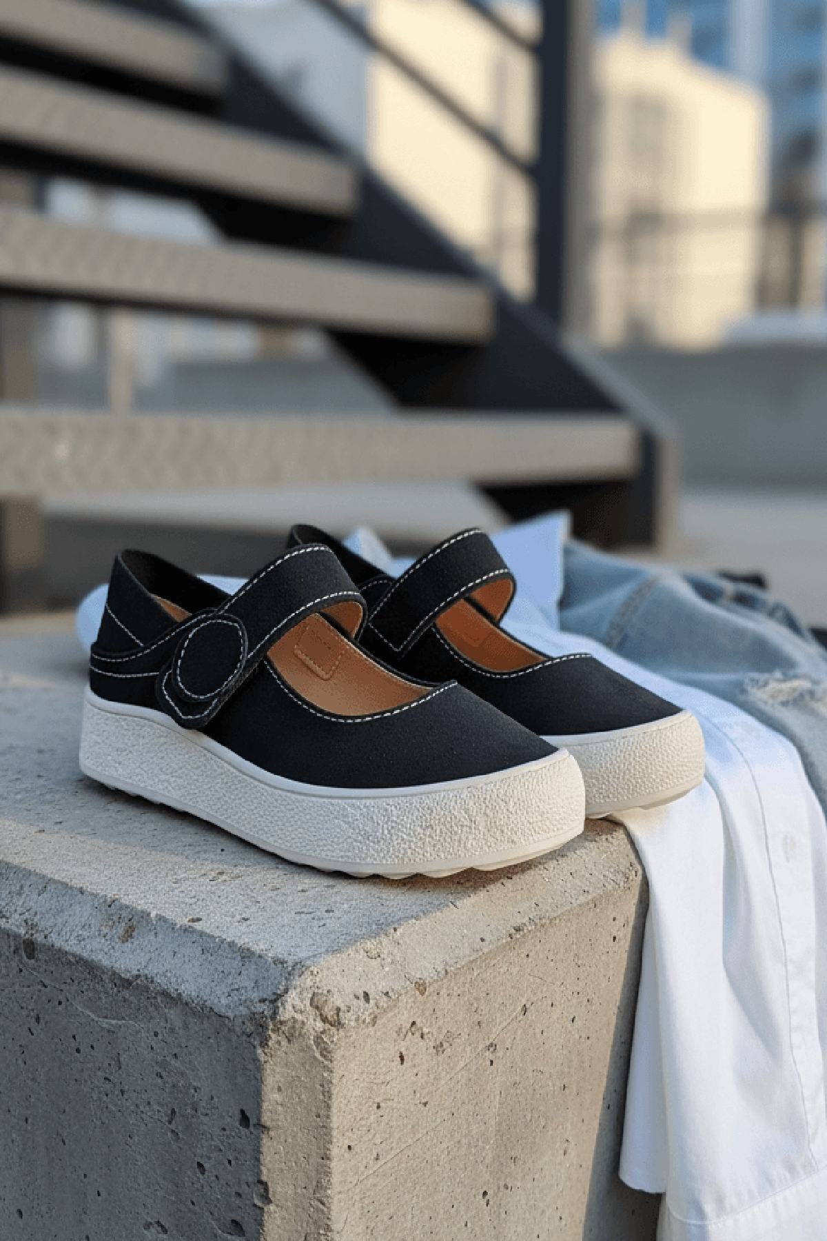 Varius Siyah Süet ( 3 cm Topuklu ) Yuvarlak Burunlu  Detaylı Loafer Ayakkabı