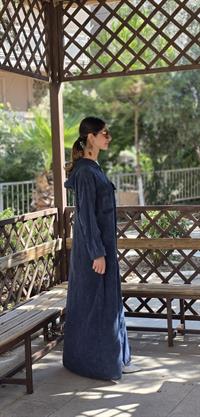  Düğmeli spor keten ferace Lacivert