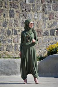  esila şalvar takım haki yeşil