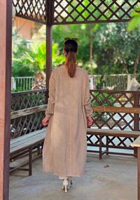  keten cepli tunik tunik taş rengi