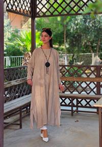  keten cepli tunik tunik taş rengi