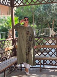  keten etnik salaş tunik haki yeşil