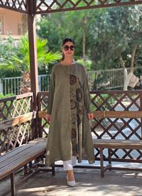  keten etnik salaş tunik haki yeşil