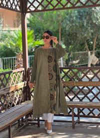  keten etnik salaş tunik haki yeşil