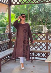  keten etnik salaş tunik kahverengi