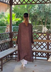  keten etnik salaş tunik kahverengi