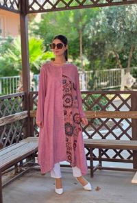  keten etnik salaş tunik pembe