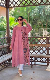  keten etnik salaş tunik pembe