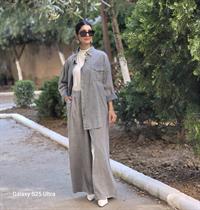  keten rahat salaş pantolon gri