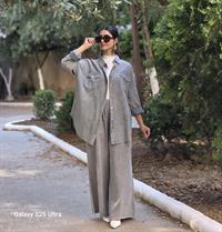  keten rahat salaş pantolon gri