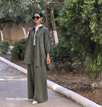  keten rahat salaş pantolon haki yeşil