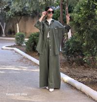  keten rahat salaş pantolon haki yeşil