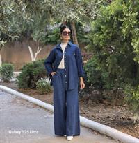  keten rahat salaş pantolon lacivert