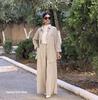  keten rahat salaş pantolon taş rengi