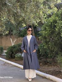  keten salaş hırka indigo mavi