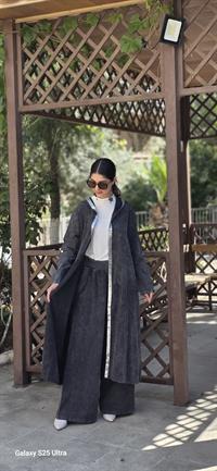  keten salaş tarz hırka kimono-Antrasit