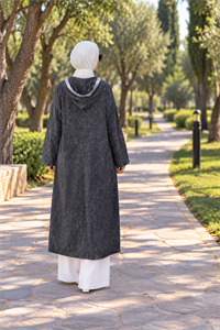  keten salaş tarz hırka kimono-Antrasit