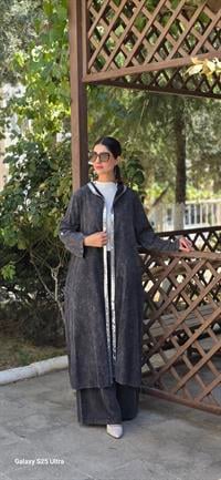  keten salaş tarz hırka kimono-Antrasit