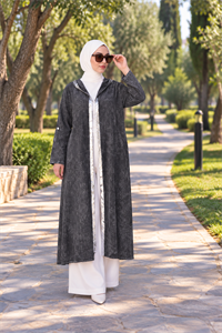  keten salaş tarz hırka kimono-Antrasit
