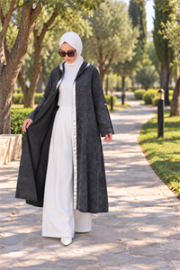  keten salaş tarz hırka kimono-Antrasit