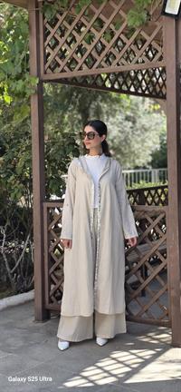  keten salaş tarz hırka kimono-Taş rengi