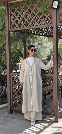  keten salaş tarz hırka kimono-Taş rengi