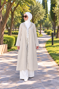 keten salaş tarz hırka kimono-Taş rengi
