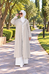  keten salaş tarz hırka kimono-Taş rengi