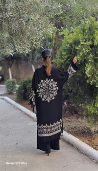  otantik önü kapalı kimona siyah ekry