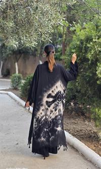  otantik önü kapalı kimona siyah gri