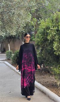  otantik önü kapalı kimona siyah pembe