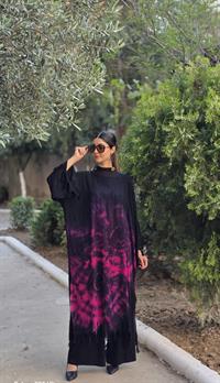  otantik önü kapalı kimona siyah pembe