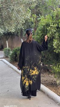  otantik önü kapalı kimona siyah sarı