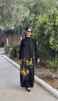  otantik önü kapalı kimona siyah sarı