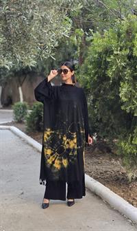  otantik önü kapalı kimona siyah sarı