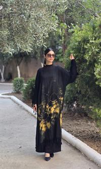  otantik önü kapalı kimona siyah sarı