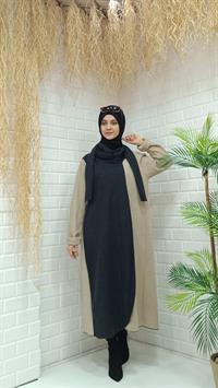 Atkılı Ferace Krem Antrasit