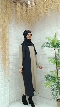 Atkılı Ferace Krem Antrasit