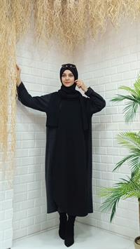 Atkılı Ferace Antrasit Siyah