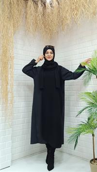 Atkılı Ferace Antrasit Siyah