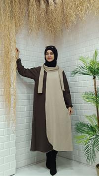 Atkılı Ferace Kahve Krem