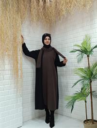 Atkılı Ferace Siyah Kahve