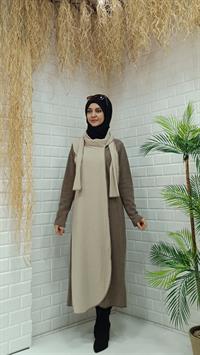 Atkılı Ferace Vizon Krem