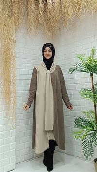 Atkılı Ferace Vizon Krem