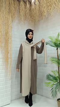 Atkılı Ferace Vizon Krem