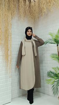 Atkılı Ferace Vizon Krem