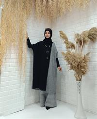 Beli Lastikli Salaş Pantalon Gri