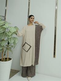 Beli Lastikli Salaş Pantalon Kırçıllı Kahve